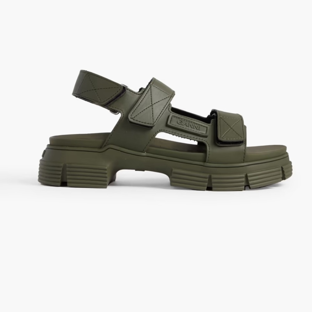 Ganni Rubber Sandals in Green